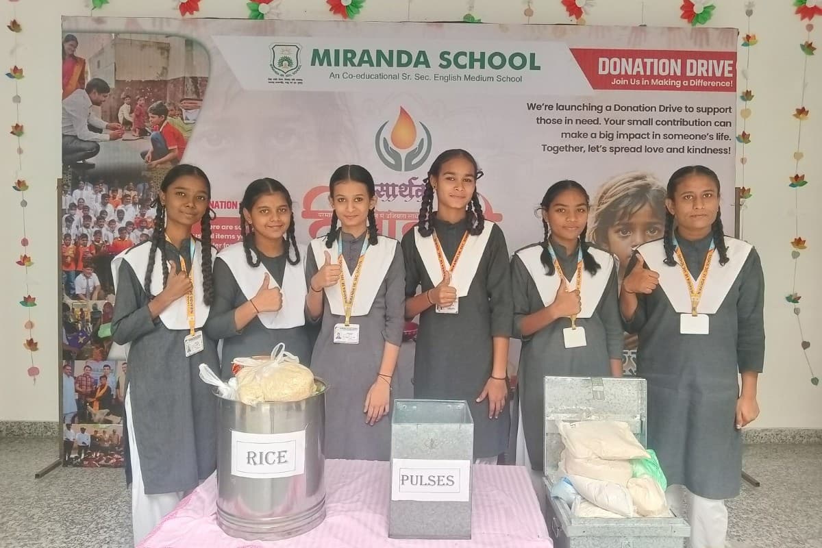 Students participating in community service